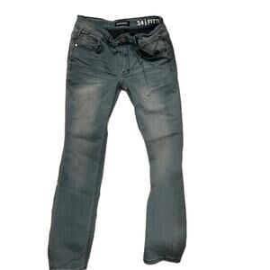 Serenede Blue Fitted Slim Straight Jeans Mens 30x30